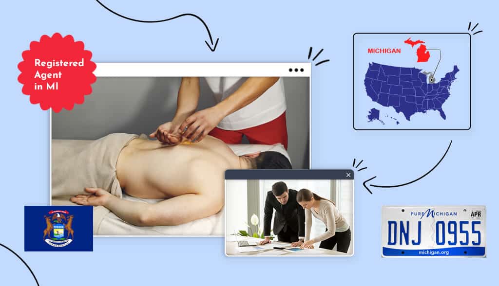 man getting a massage Registered agent in MI states map Michigan