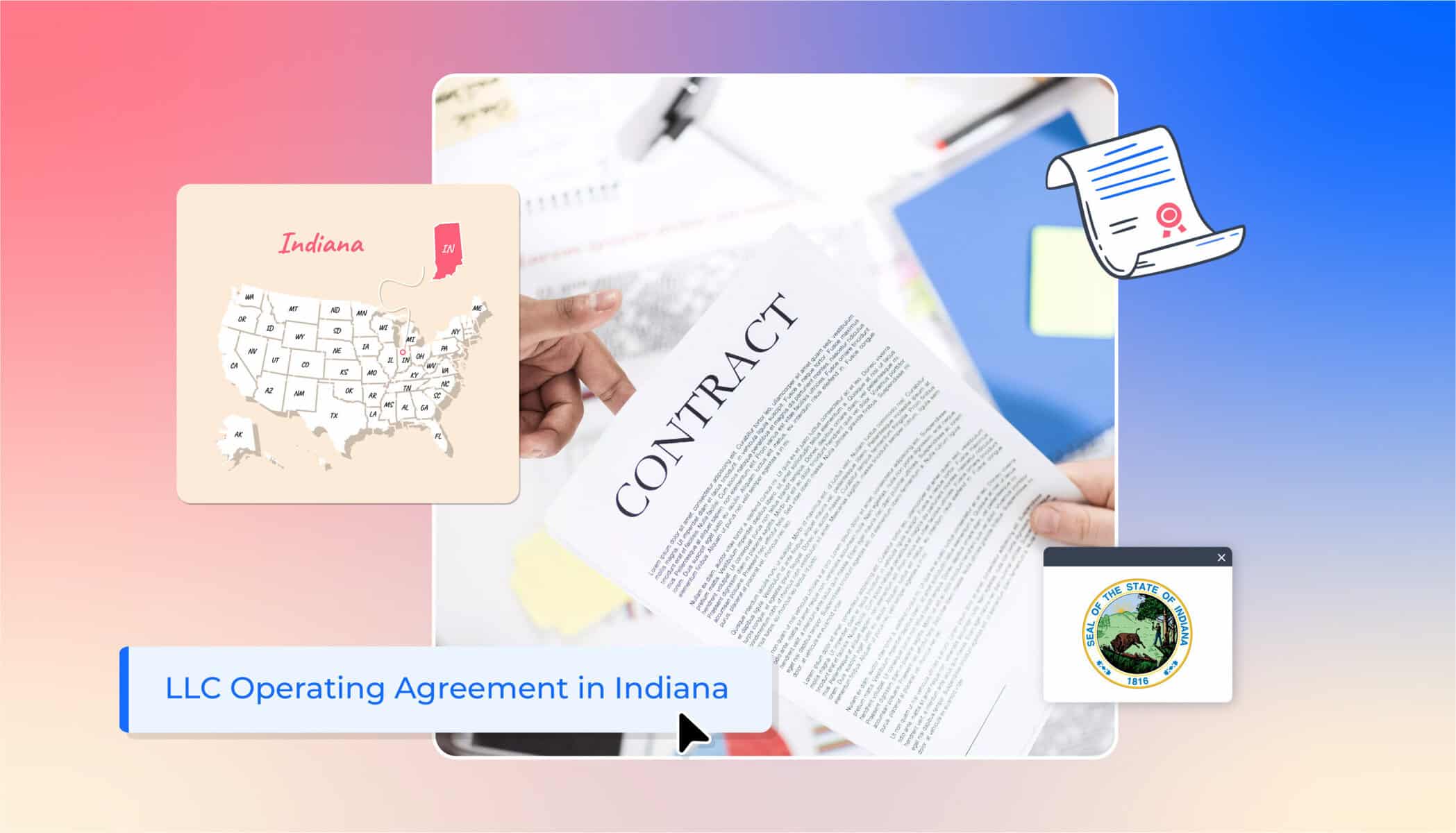 Contract states map LLC operating agreement in Indiana