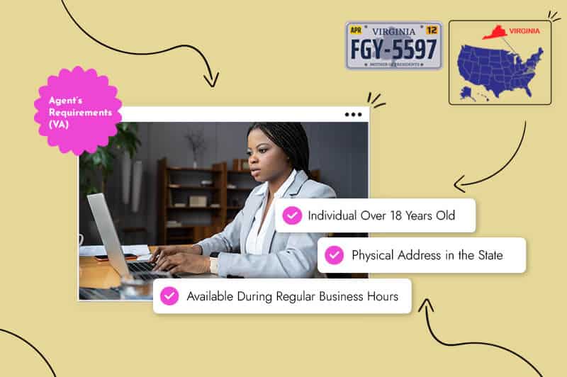 Business woman on laptop, Virginia registered agent requirements