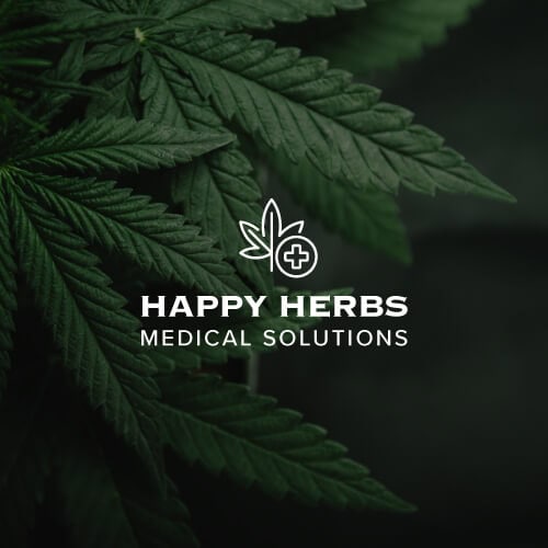 Weed business logo and marijuana leaves