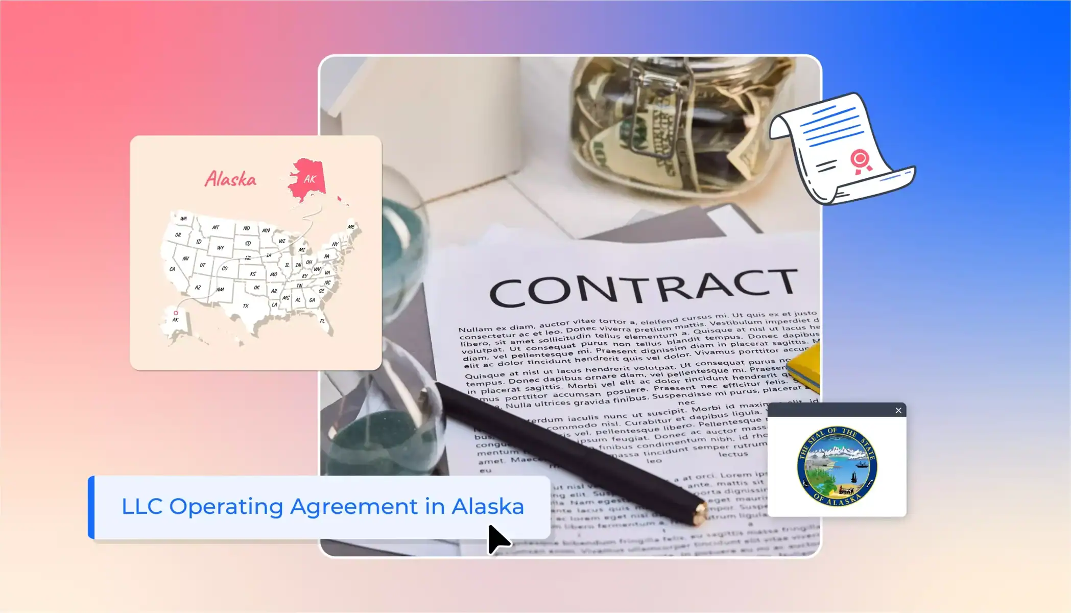 states map contract with pen LLC operating agreement Alaska