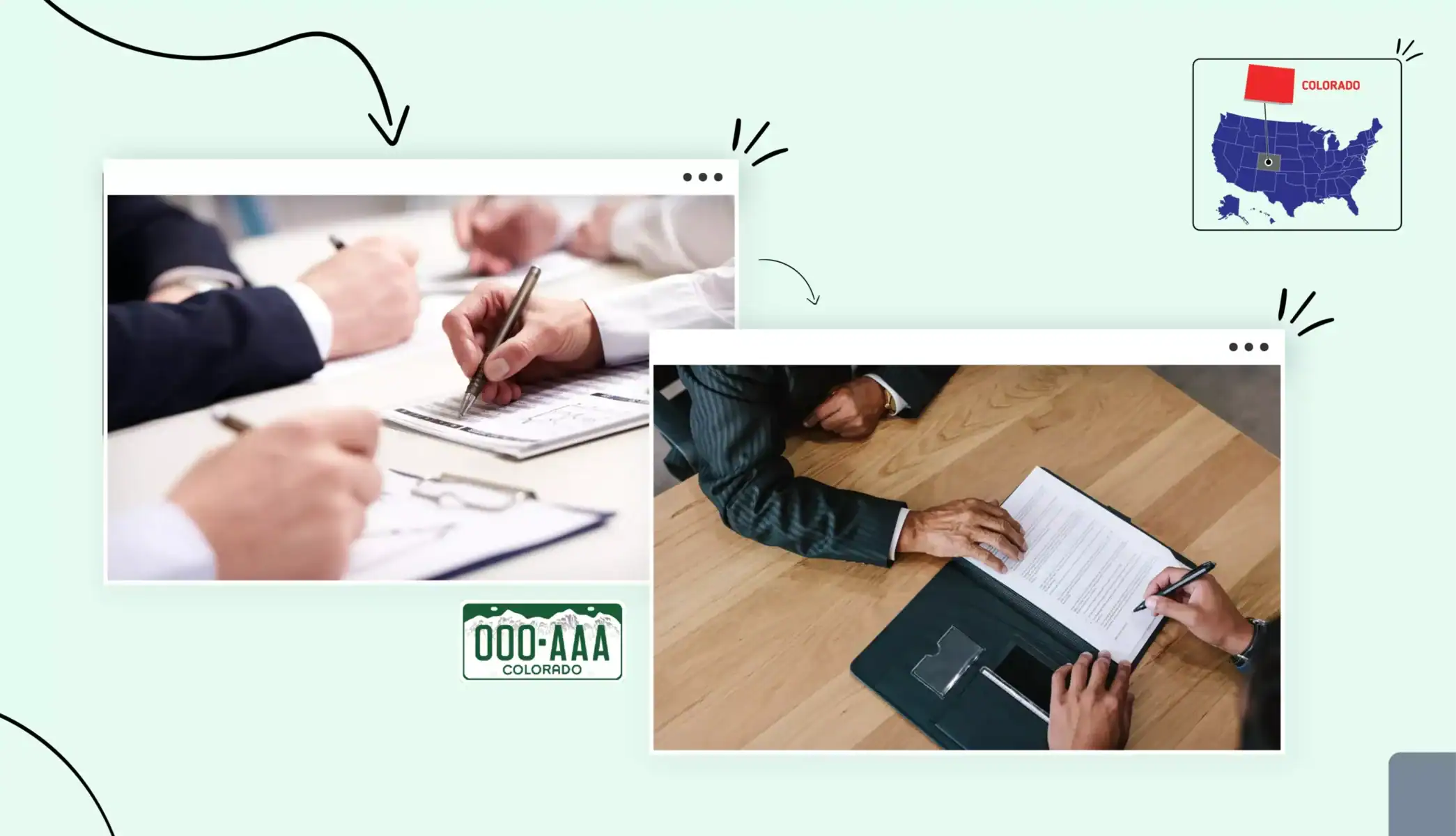 Colorado map states map hand signing