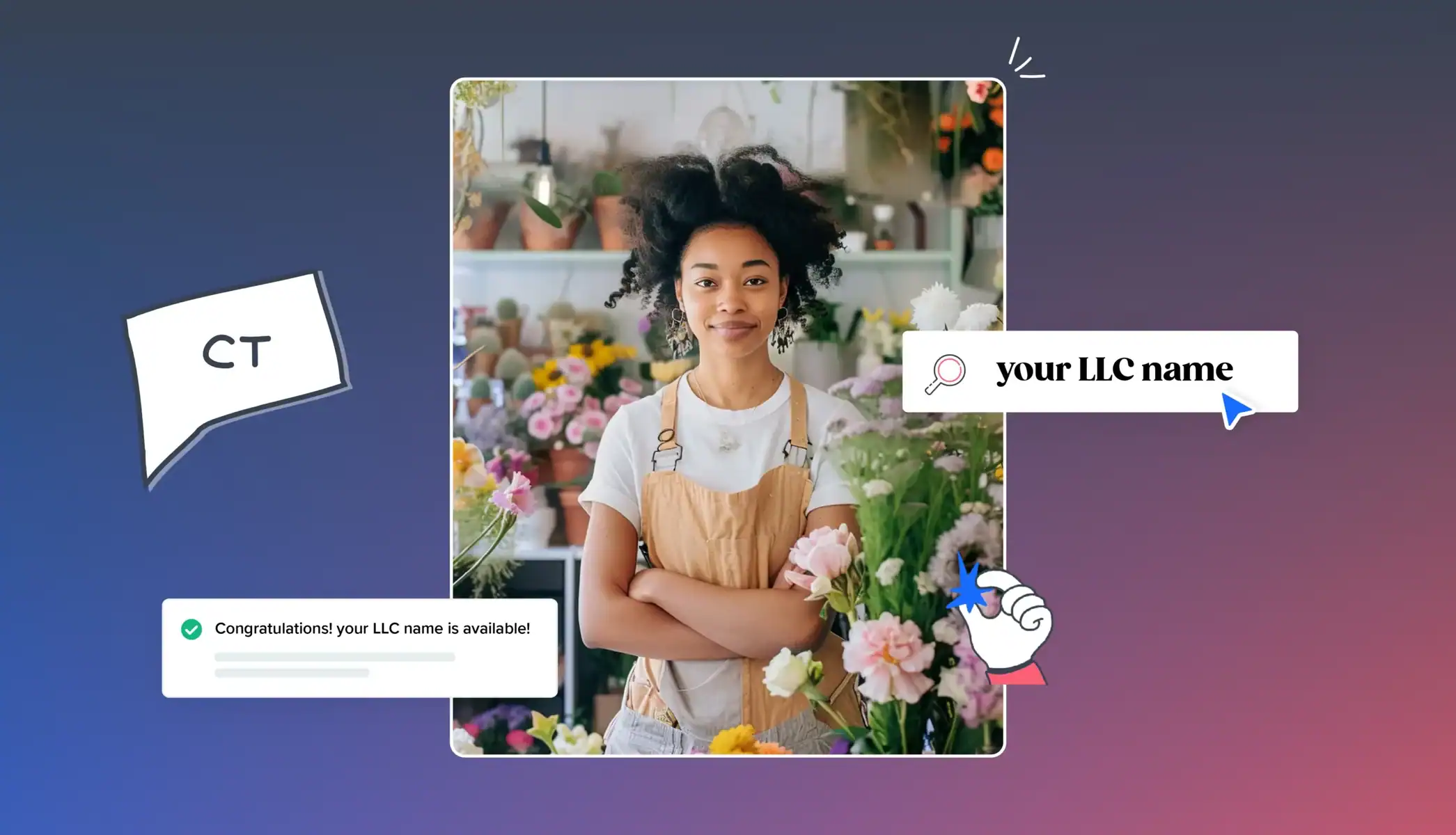 woman in a flower shop CT map your LLC is available