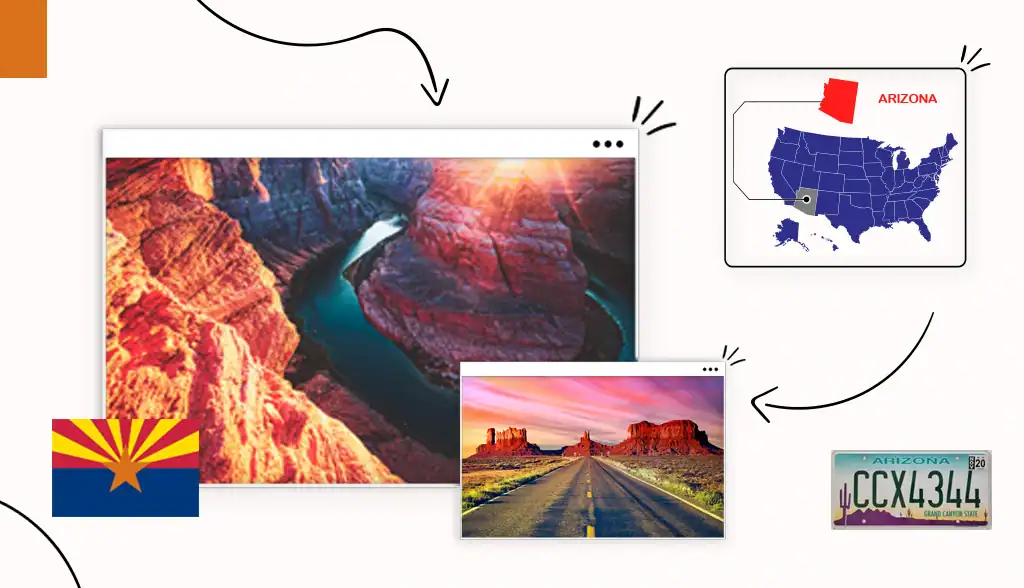 Images of Arizona, state map and How to Start a business