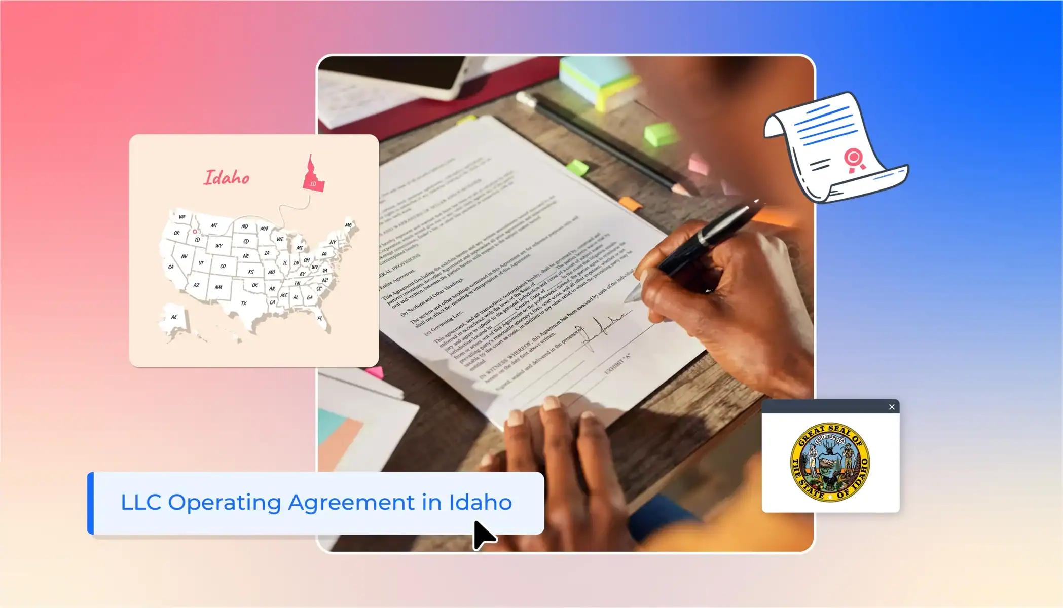 Signing an operating agreement states map LLC operating agreement in Idaho
