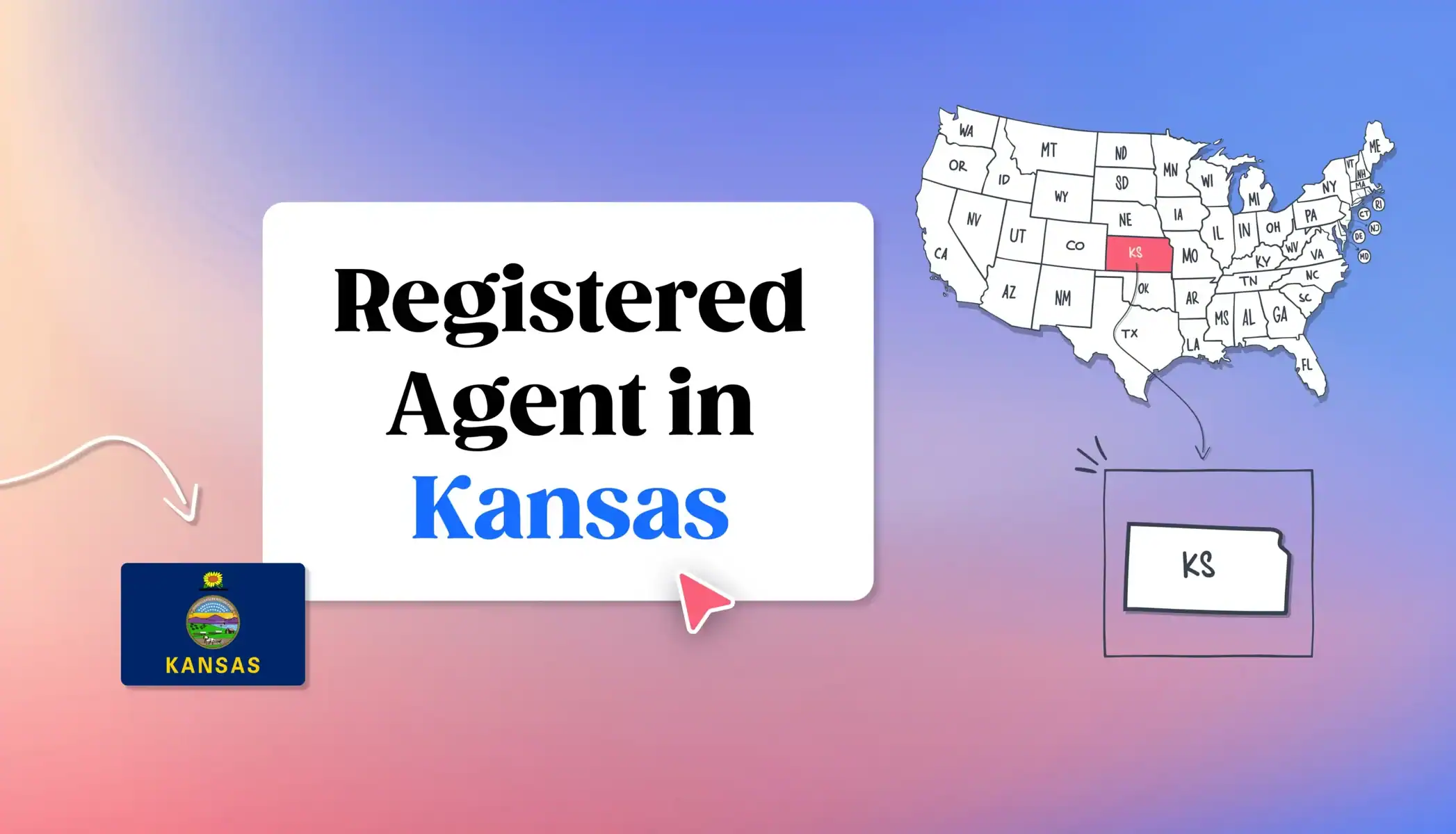 Registered Agent in Kansas states map Kansas map