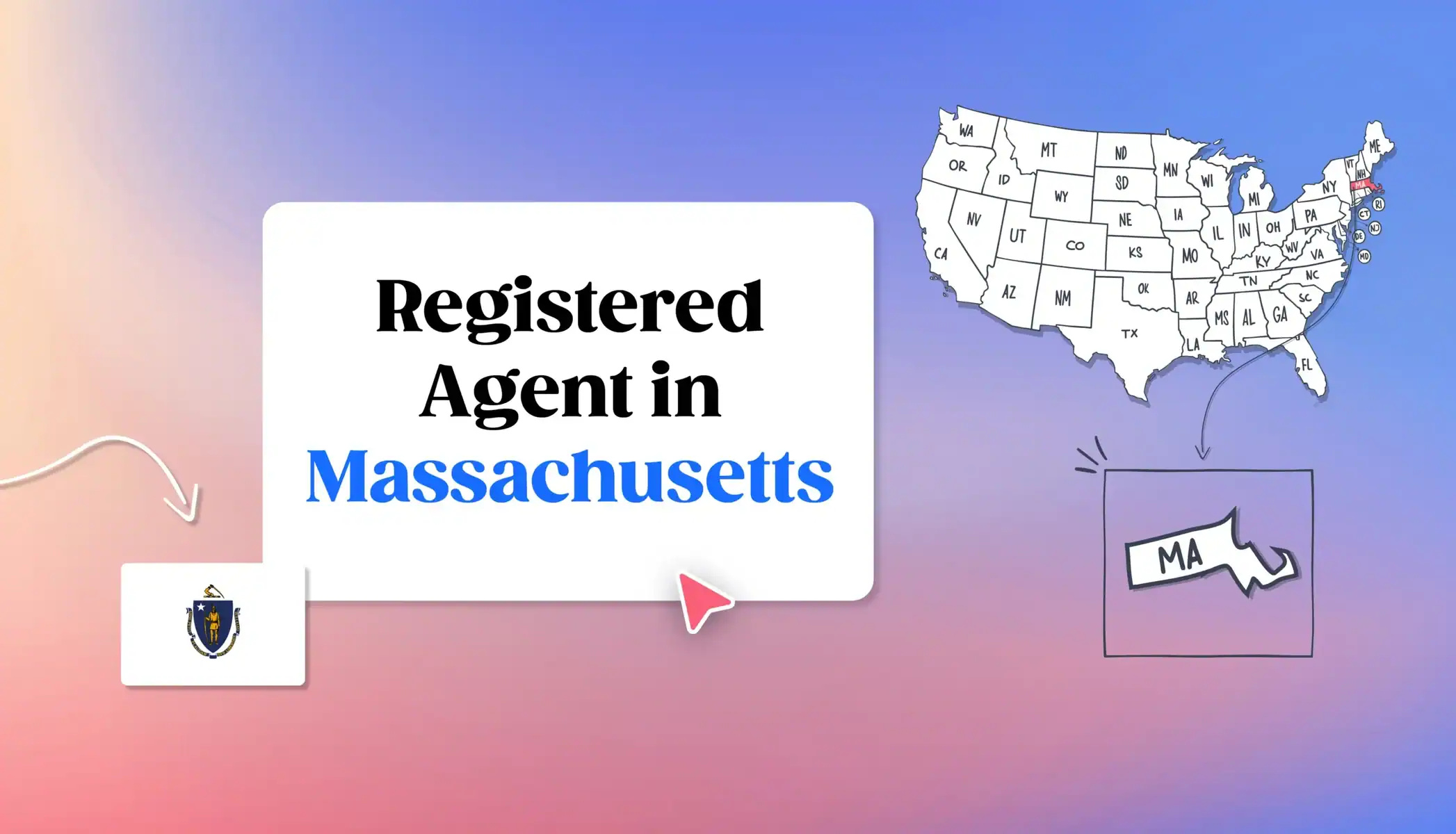 Registered Agent in Massachusetts states map Massachusetts map