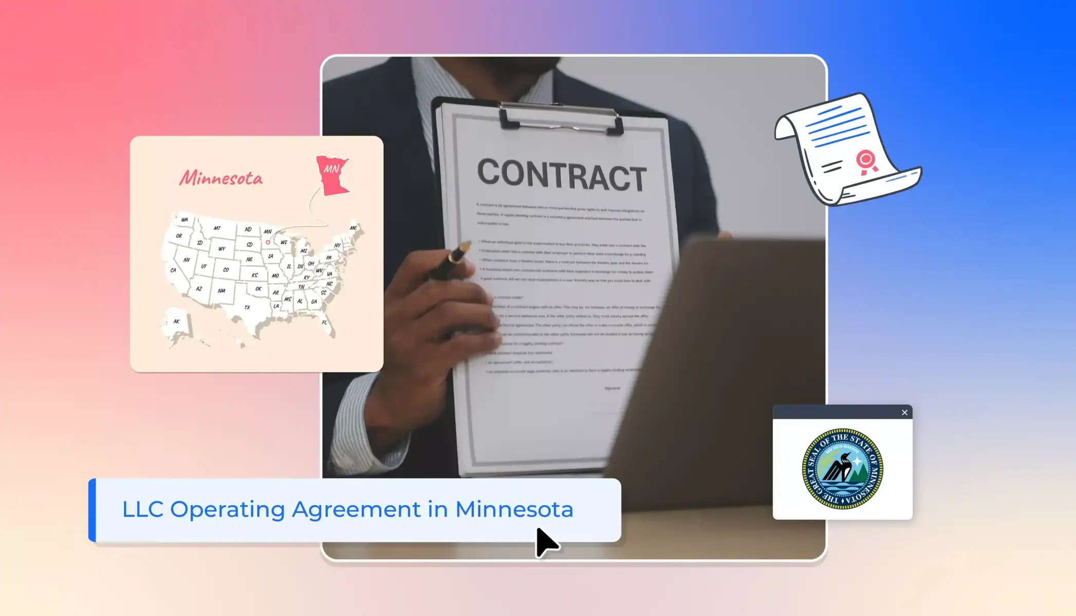 Minnesota LLC operating agreement contract states map