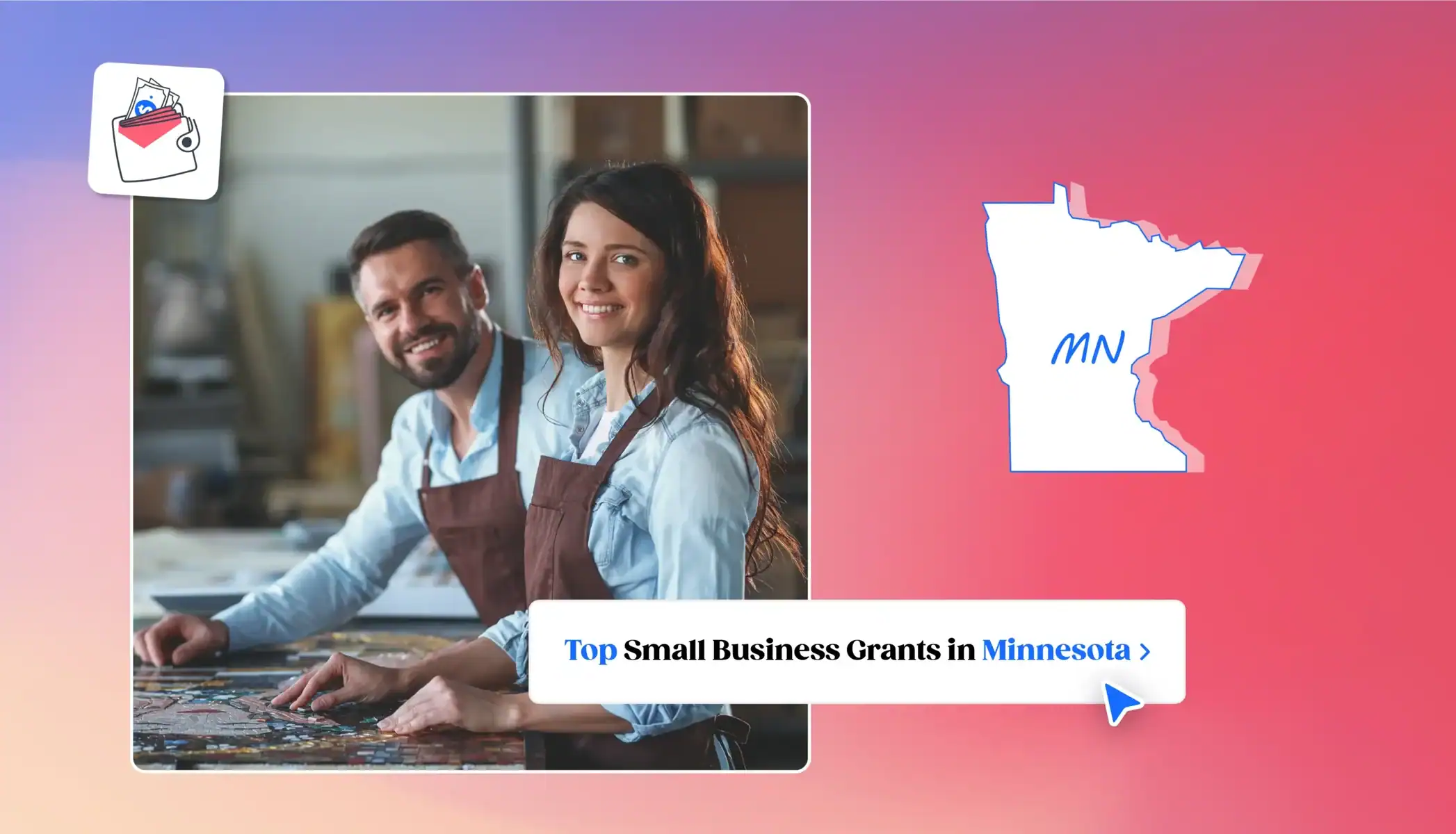 People looking at business grants in Minnesota Minnestota state map