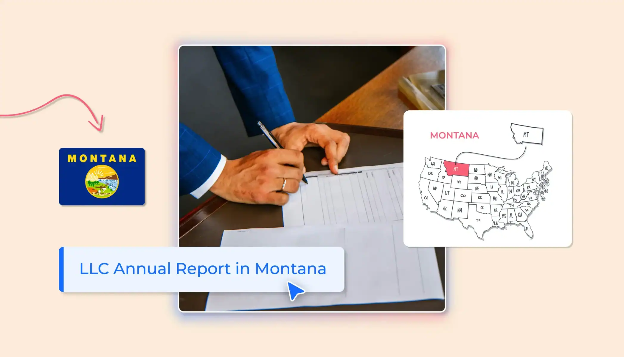 Montana LLC annual report with Montana state map
