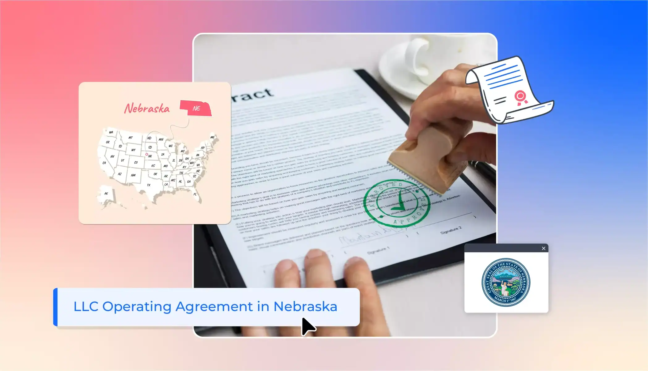 stamping a contract states map LLC operating agreement in Nebraska