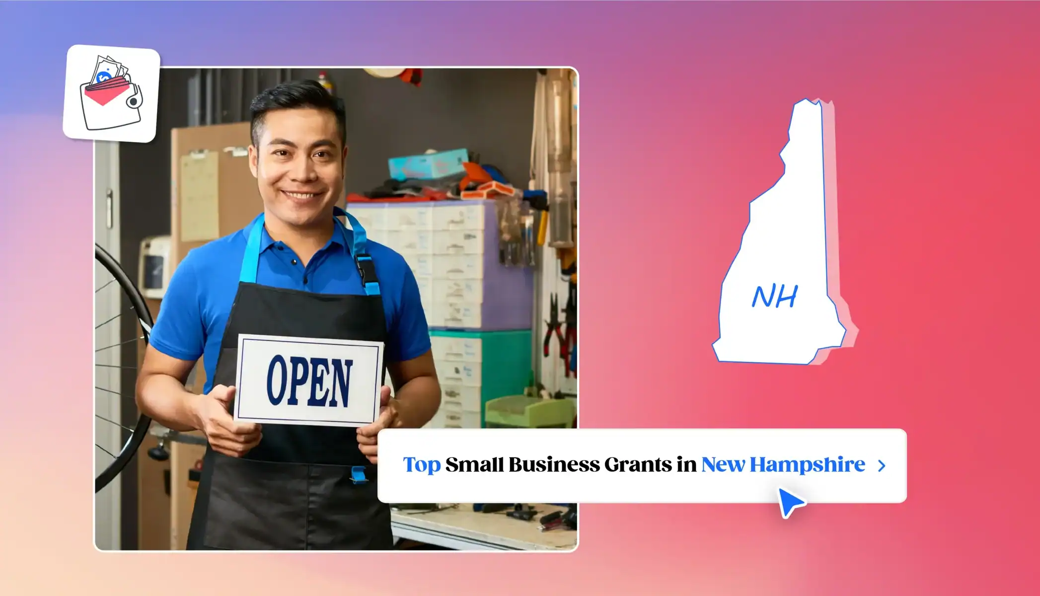 Business owner in New Hampshire New Hampshire state map