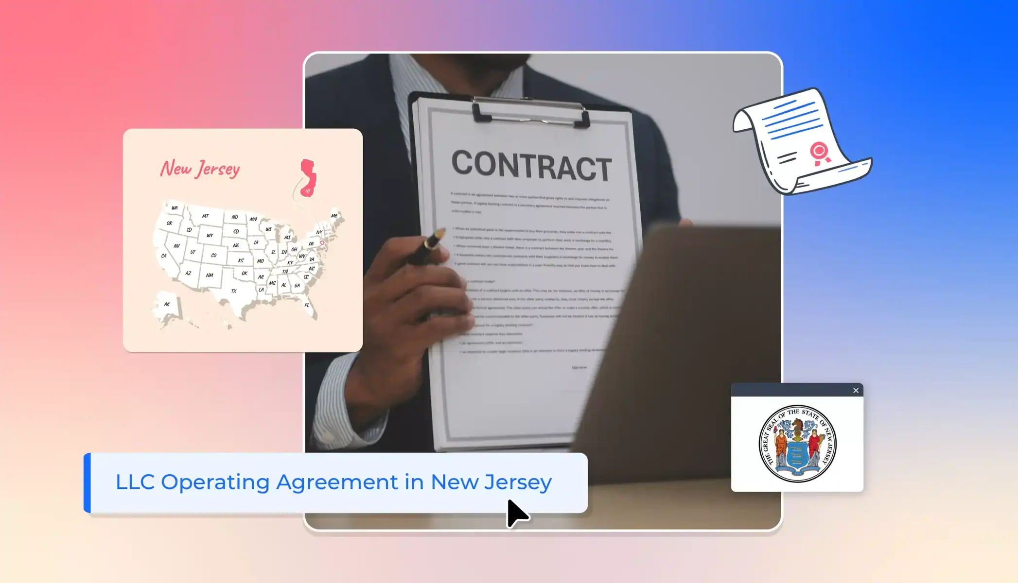 New Jersey LLC operating agreement states map contract held by LLC owner