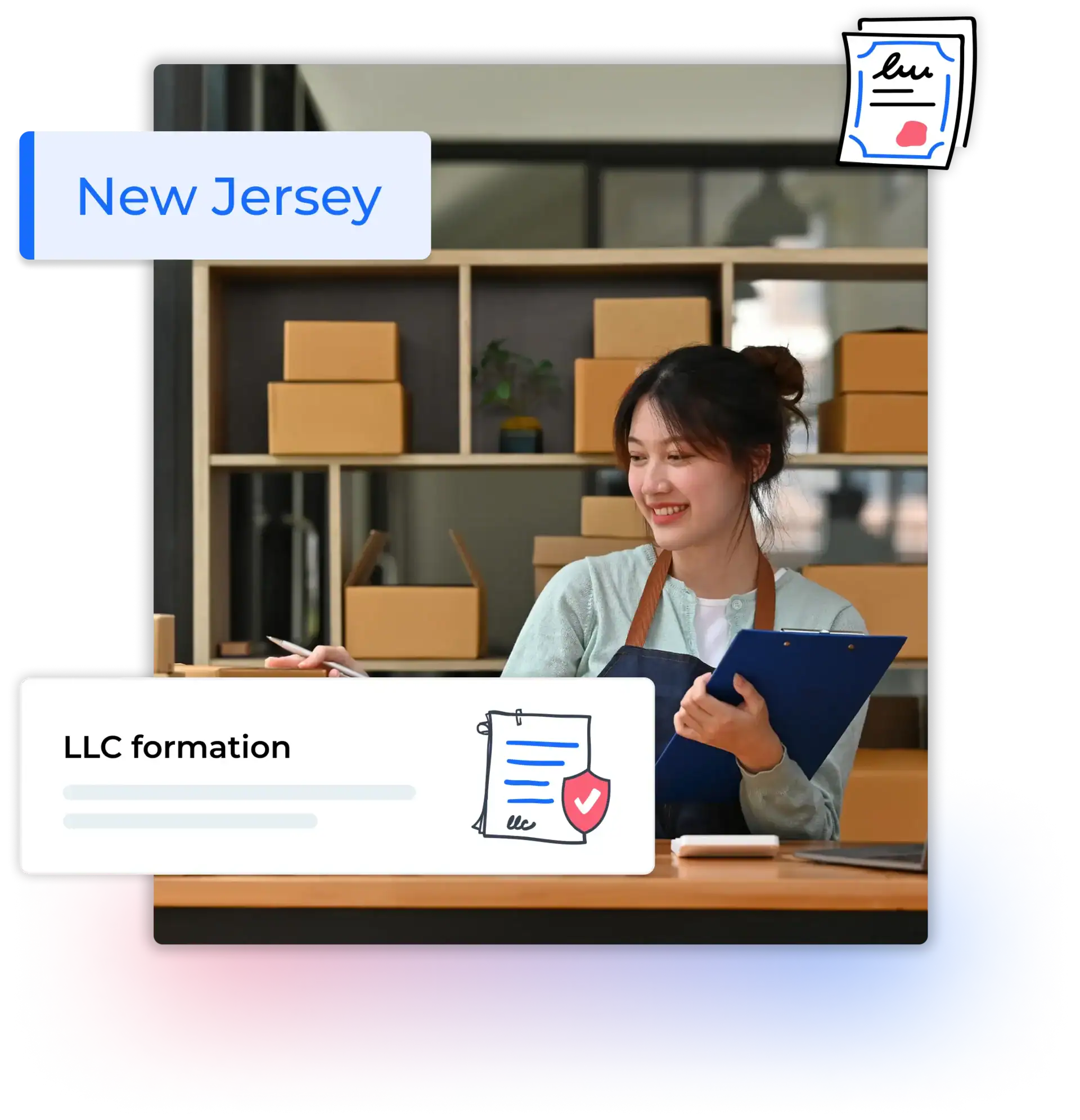 New Jersey LLC formation woman working in a store