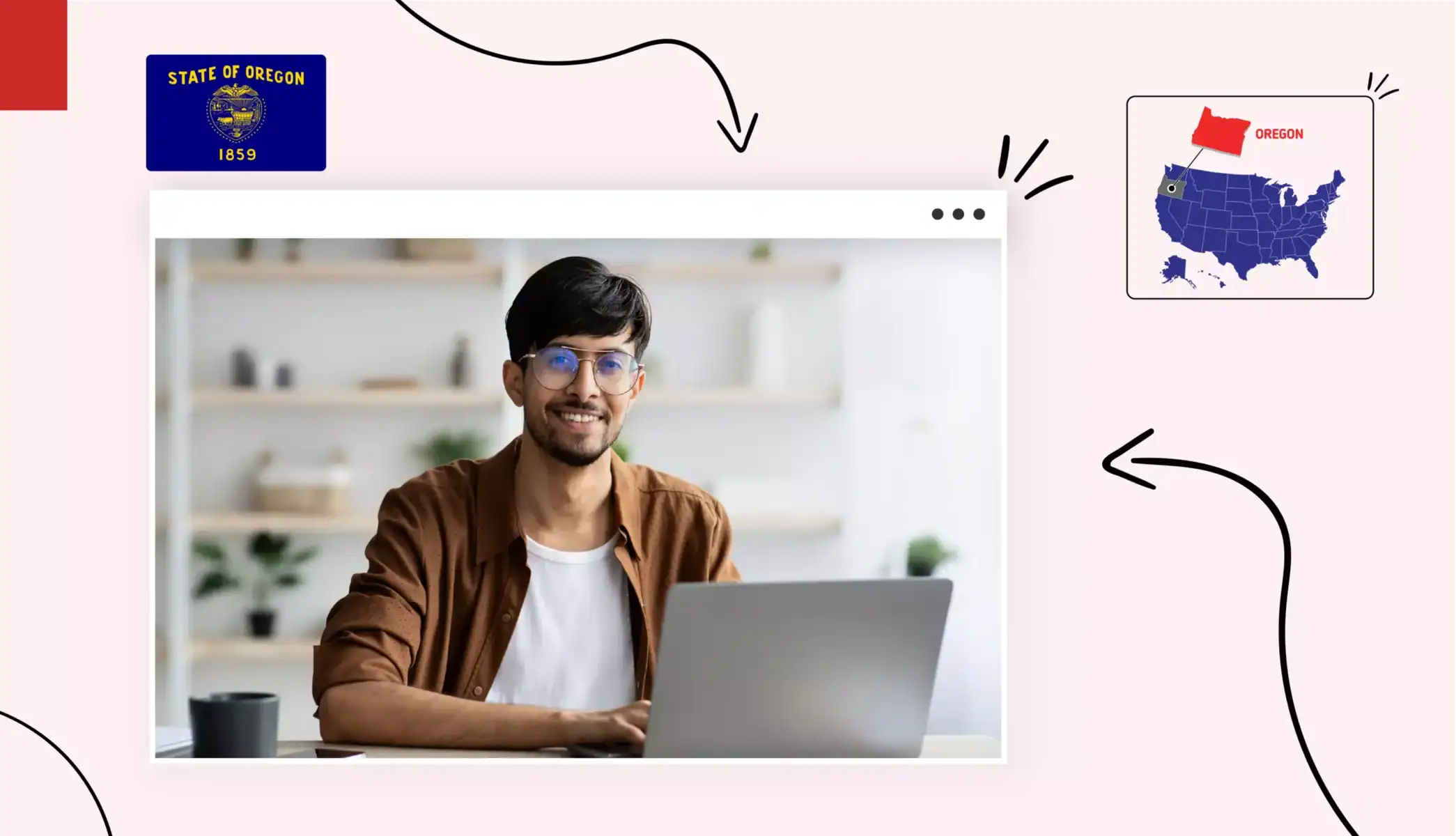 Person looking up business license cost in Oregon Oregon state map