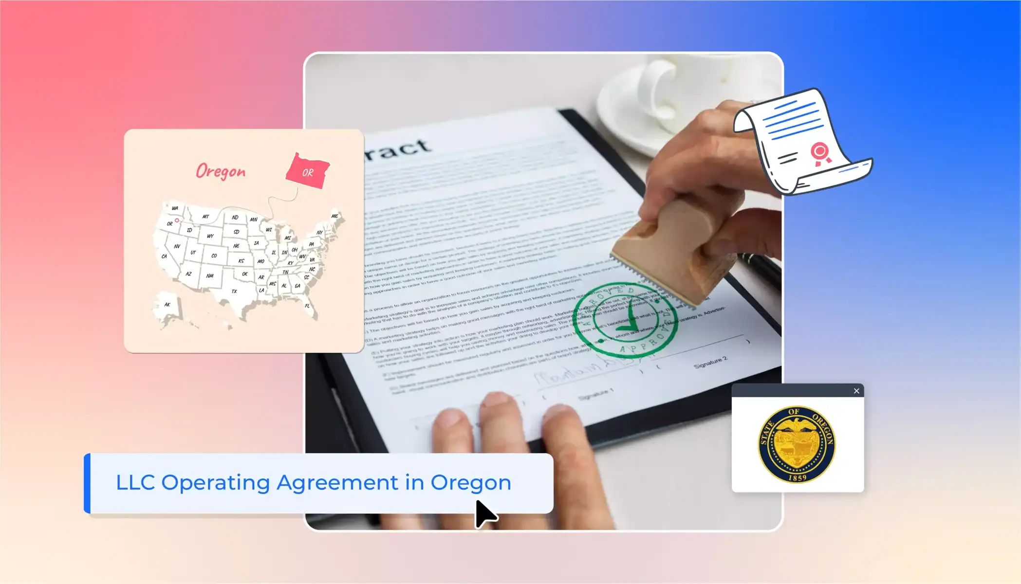 Stamping a contract states map LLC operating agreement in Oregon