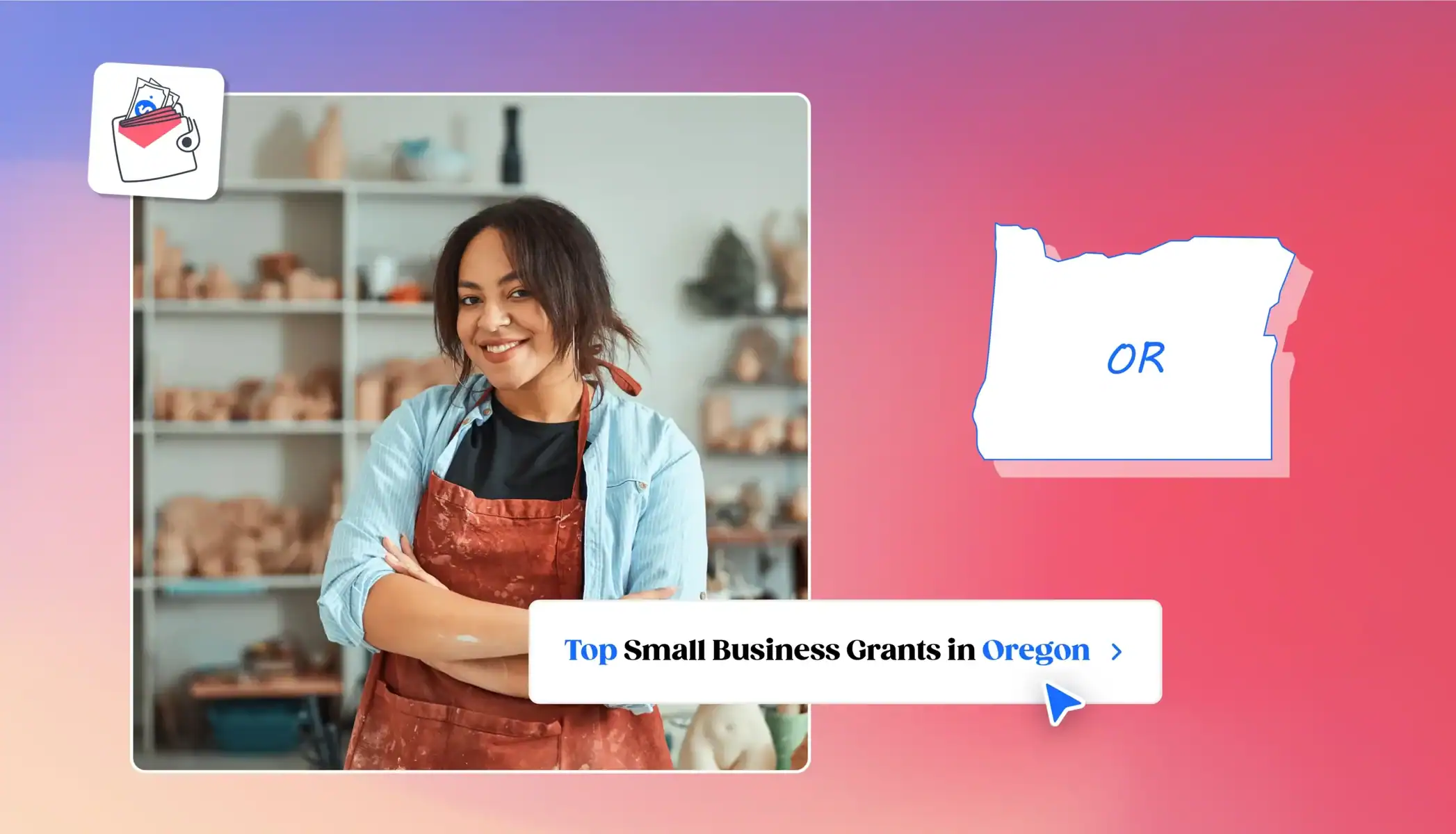 Small business owner in Oregon Oregon state map