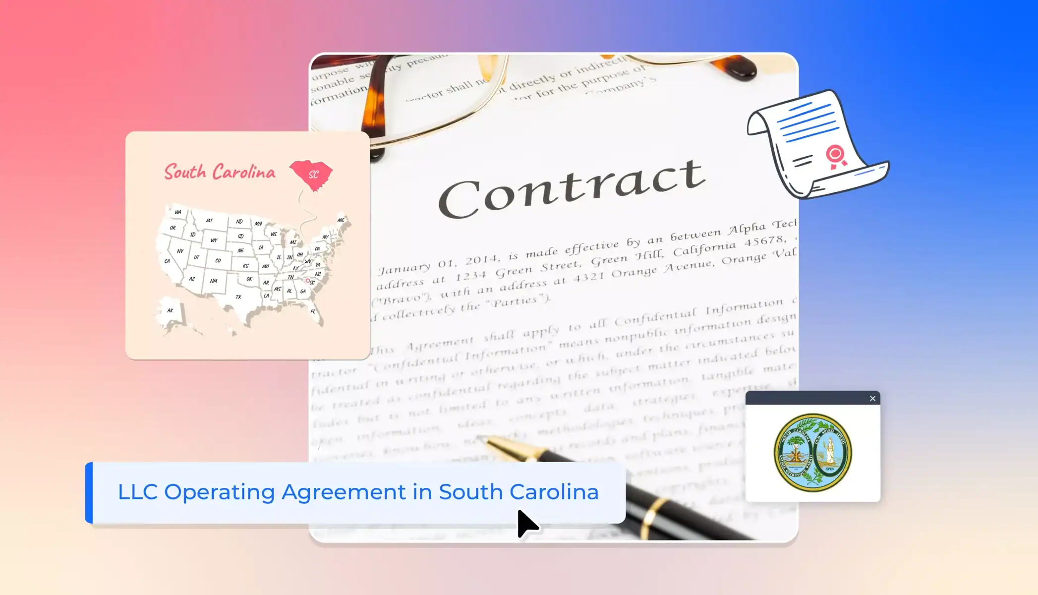 South Carolina operating agreement contract states map
