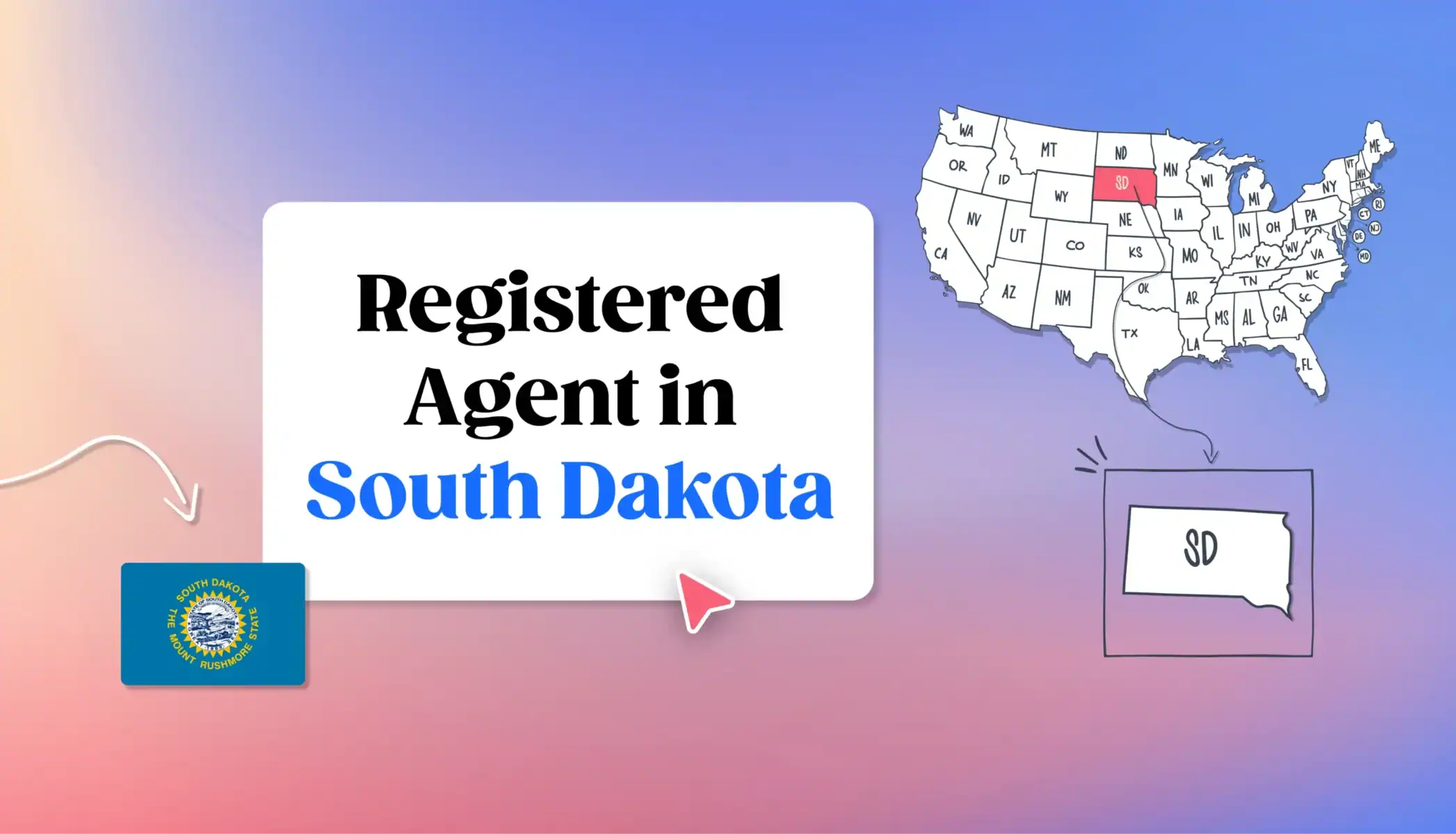 South Dakota registered agent states map
