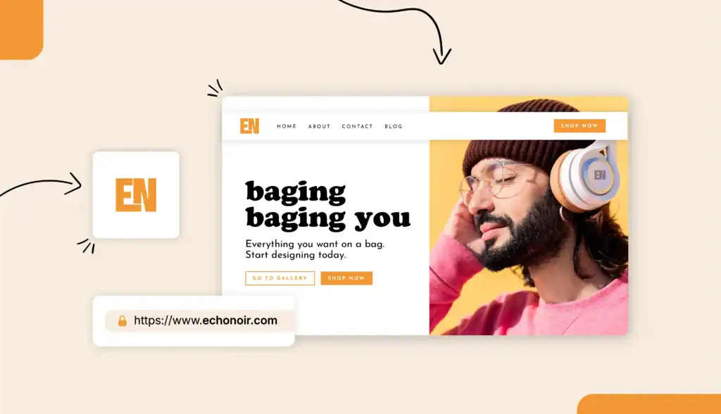 dropshipping branding baging you site with man with earphones