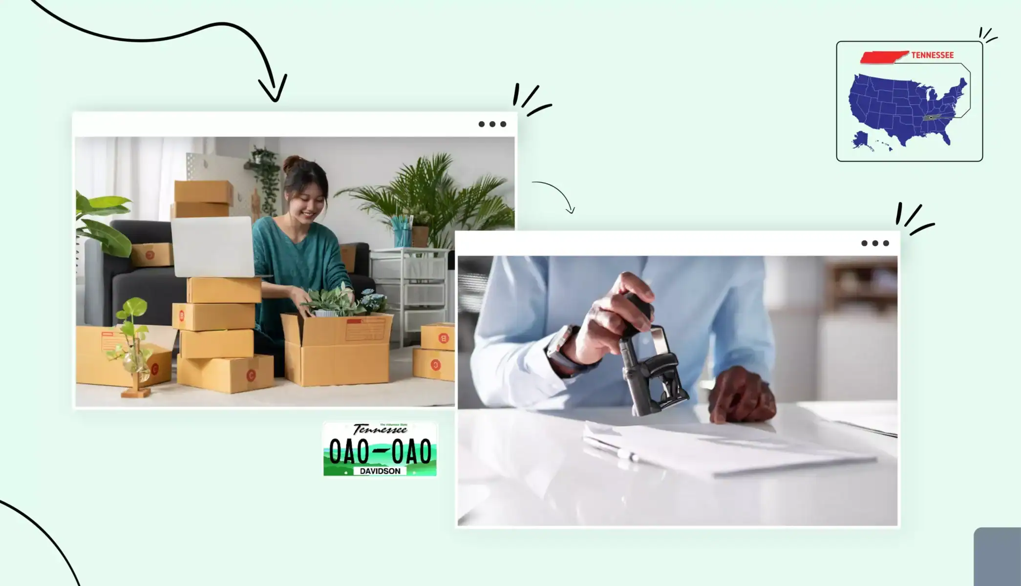 government stamp business owner states map Tennessee map