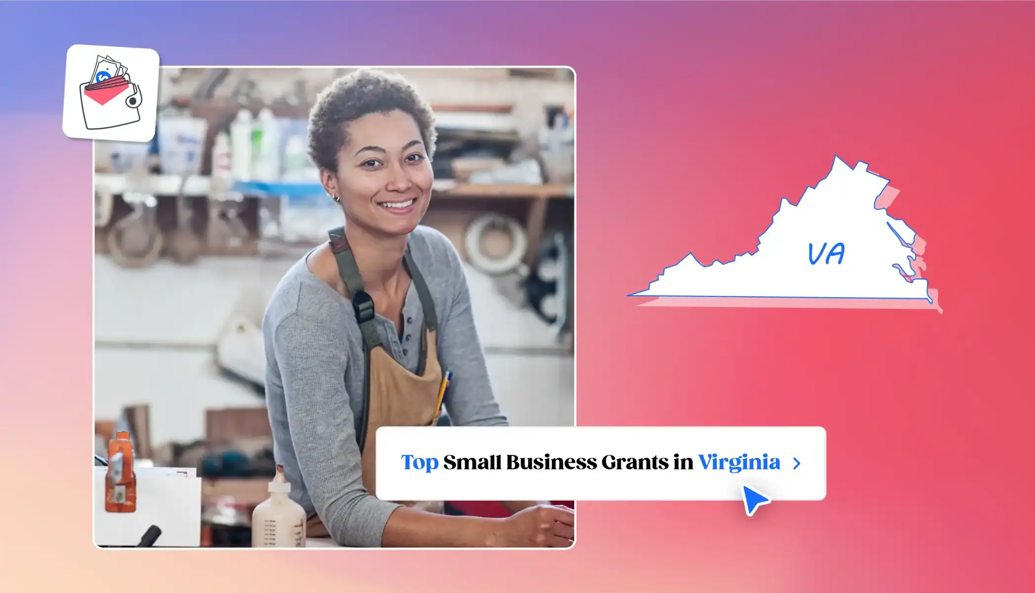 Small business owner in Virginia Virginia state map