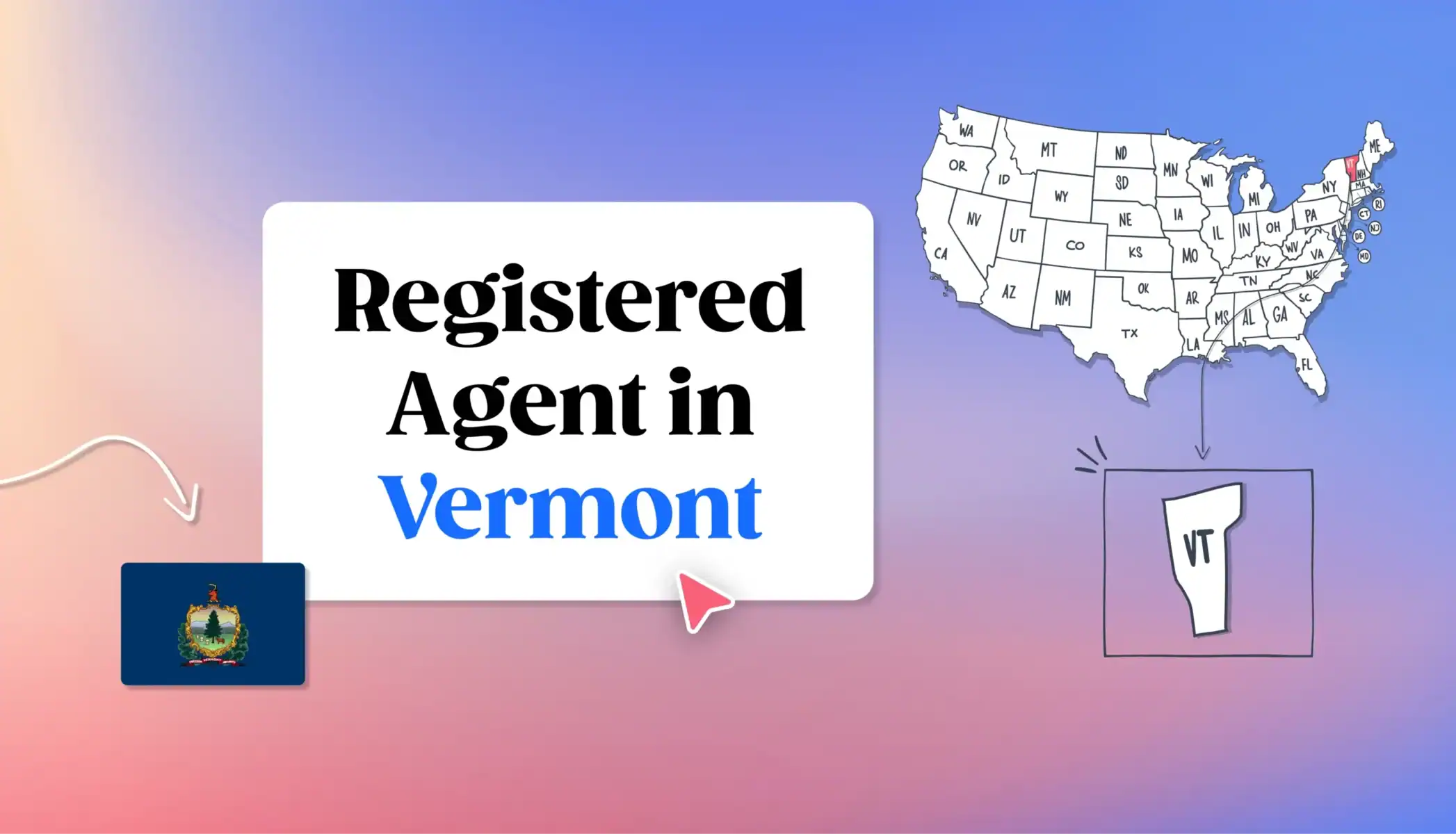 Registered agent in Vermont states map Vermont map