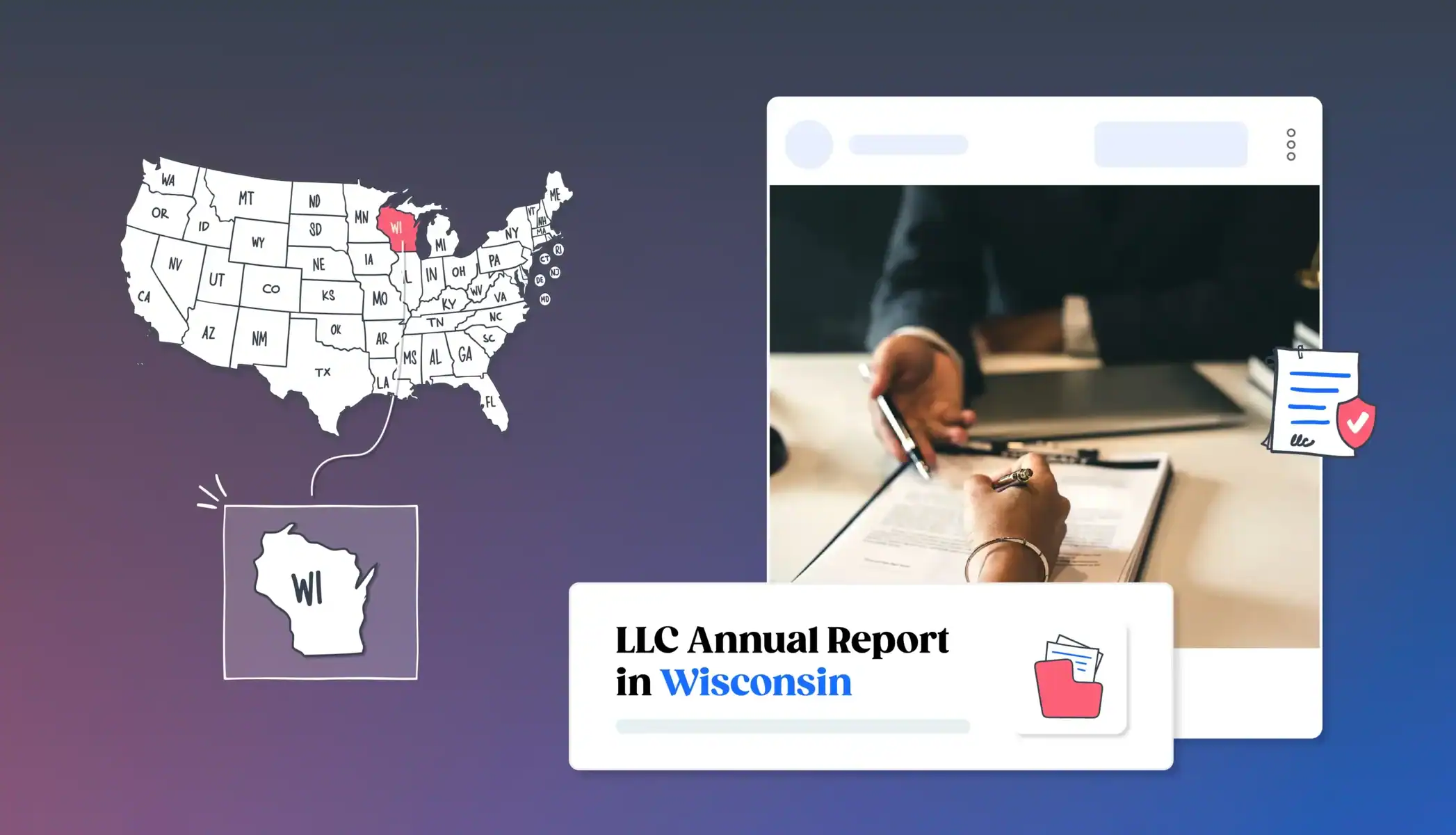 Wisconsin LLC Annual Report States Map Wisconsin map